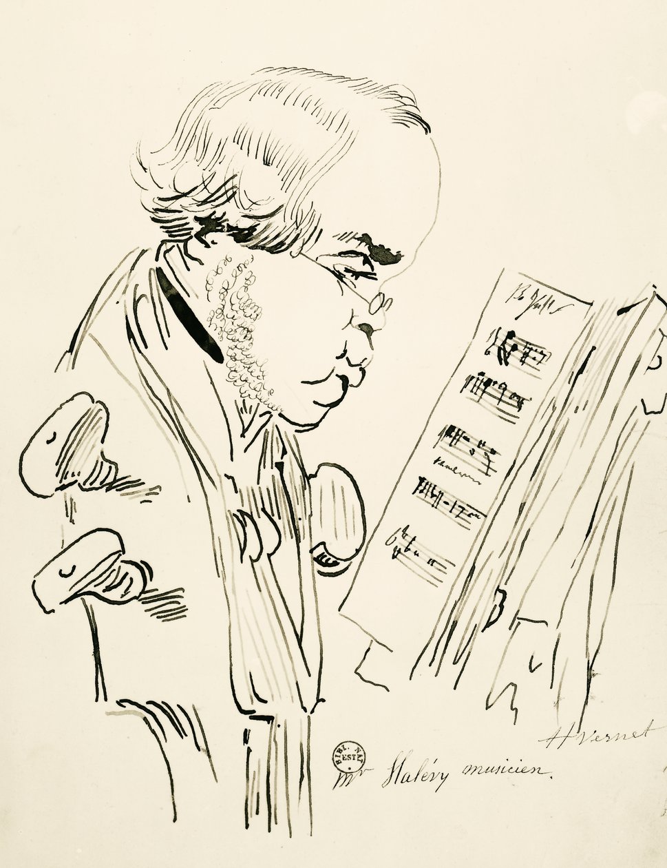 Portrett av Jacques Fromental Elie Levy, kjent som Halevy (Paris av Emile Jean Horace Vernet
