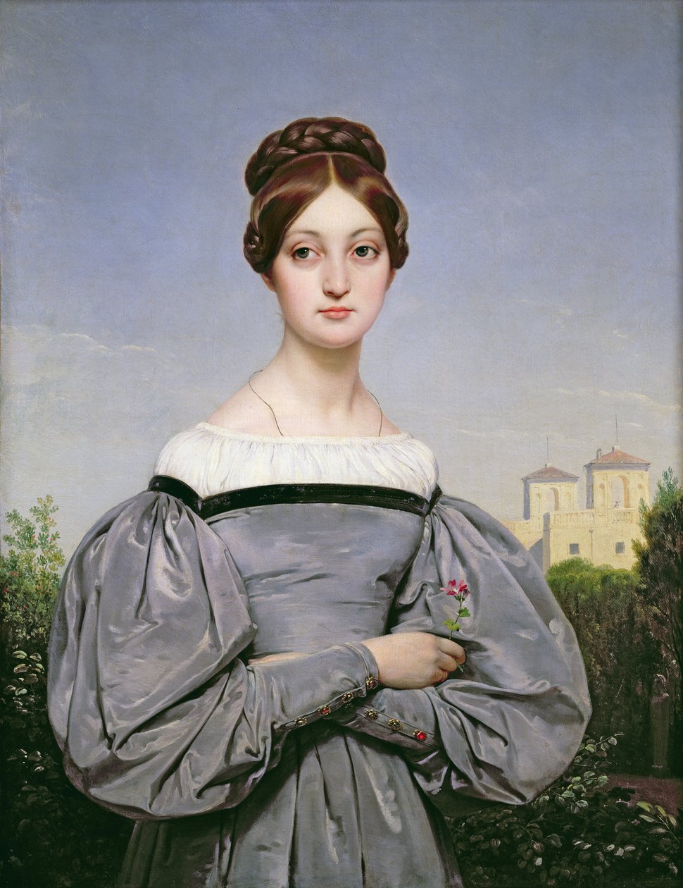 Portrett av Louise Vernet (1814-45) kunstnerens datter av Emile Jean Horace Vernet