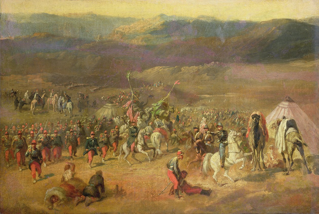 Fangsten av følget av Abd-el-Kader (1808-83) eller slaget ved Isly 14. august 1844, 1844-63 av Emile Jean Horace Vernet