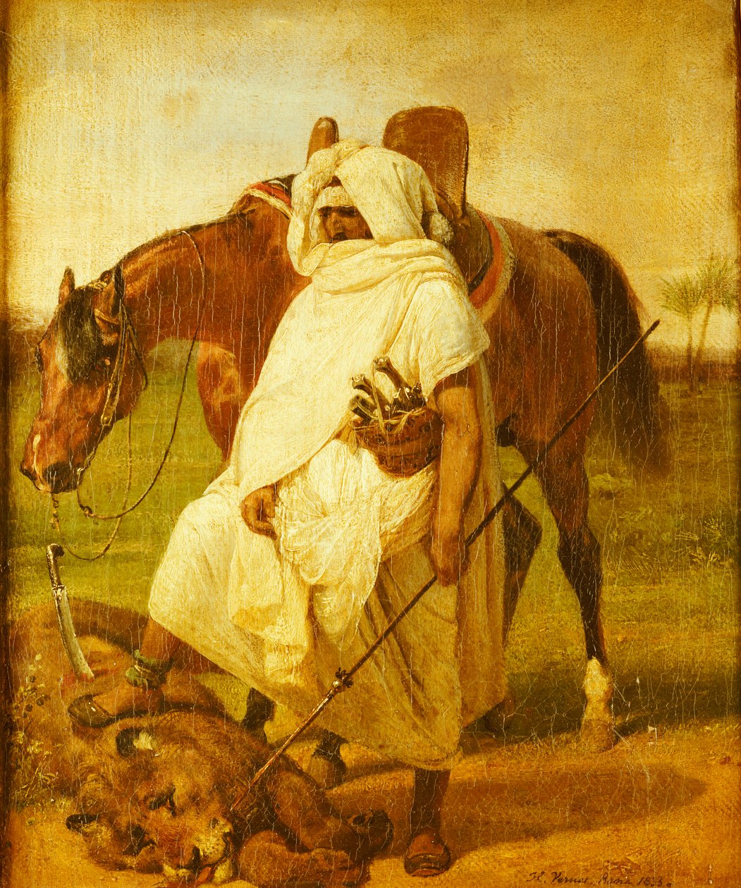 Løvejegeren, 1833 av Emile Jean Horace Vernet