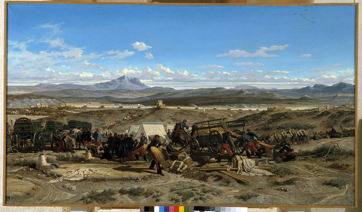 Camp opp ved middagstid. Maleri av Emile Loubon (1809-1863). Olje på lerret. Musee Granet, Aix en provence av Emile Loubon