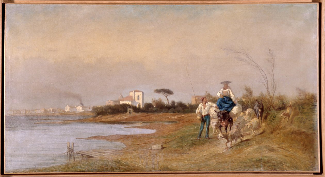 Peasants of Martigues på vei på tur Maleri av Emile Loubon (1809-1863) 1800-tallet av Emile Loubon