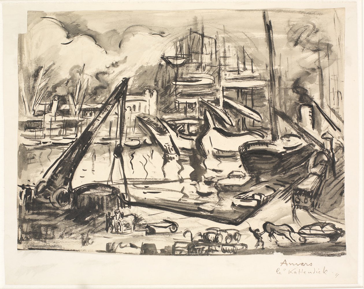 Havnebassenget Kattendick i Antwerpen. av Emile Othon Friesz