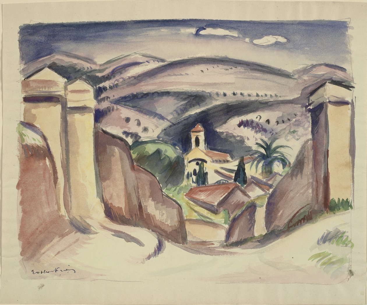 Inngangen til Cassis, også kalt kirketårnet i Cassis av Emile Othon Friesz