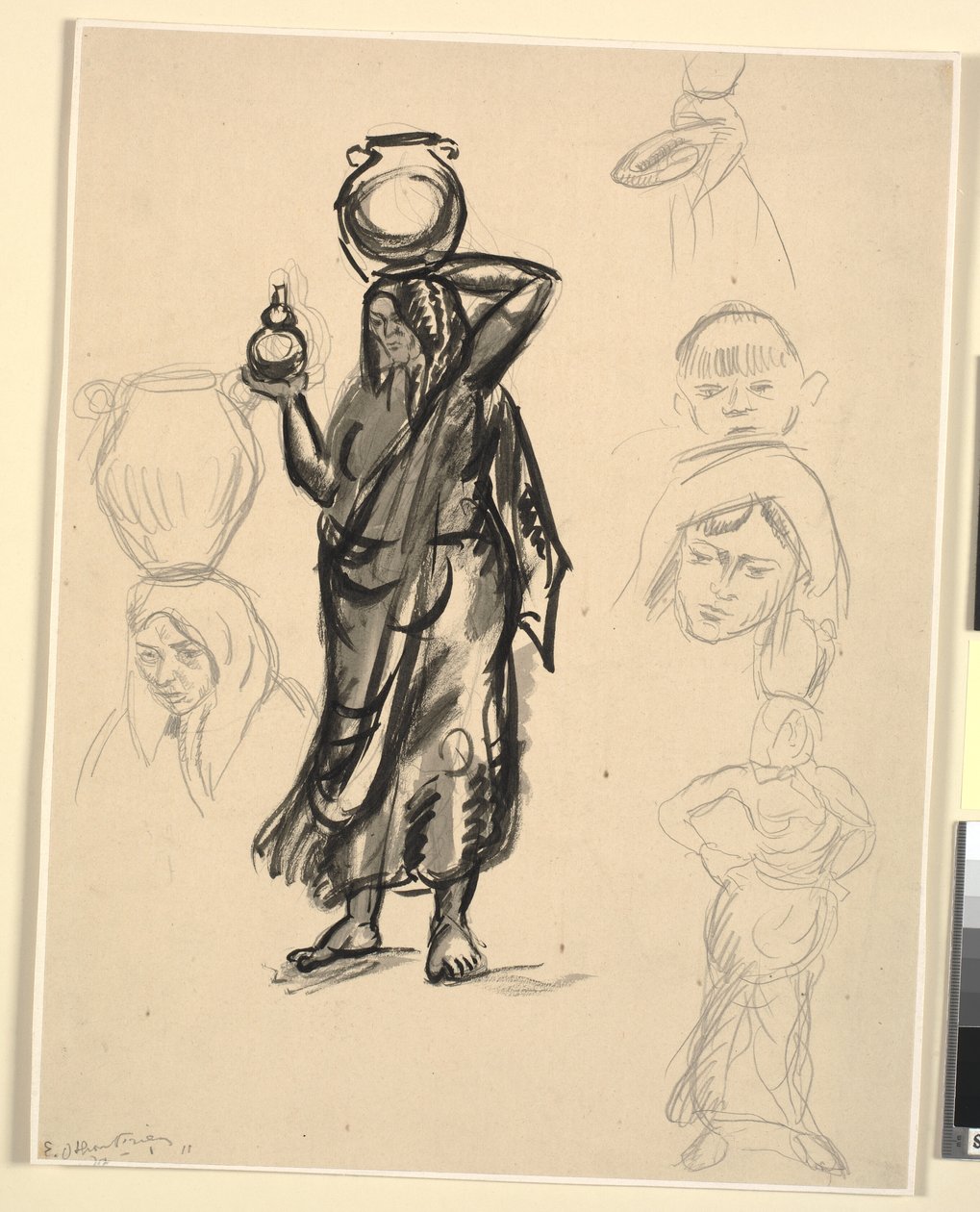 Studier av kvinne som bærer vann. Portugal av Emile Othon Friesz