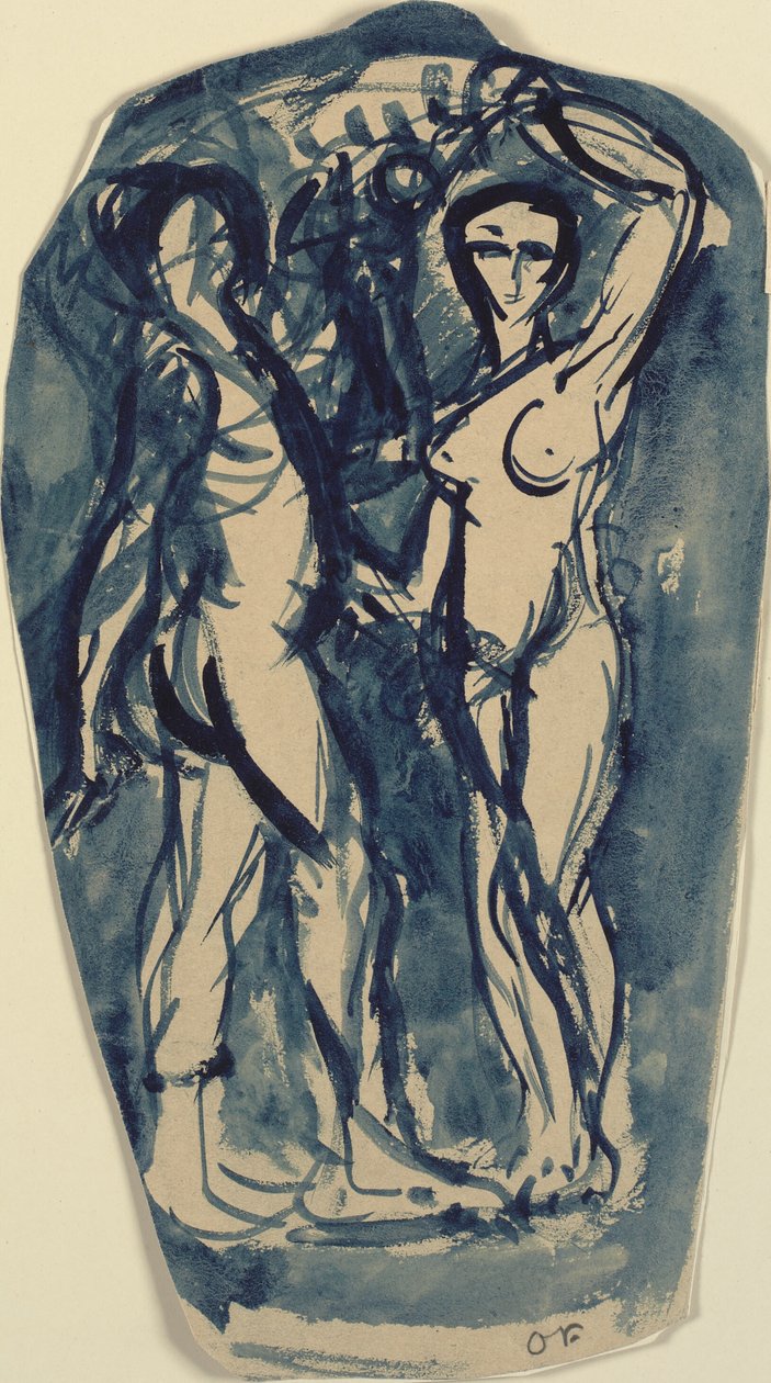 To stående, nakne skikkelser (Adam og Eva?). av Emile Othon Friesz
