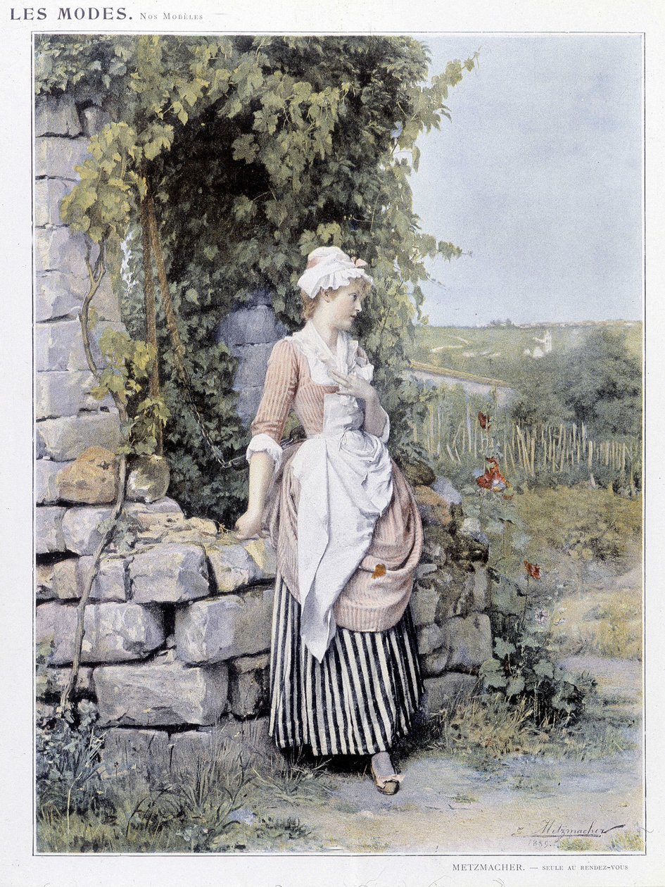 Enslig kvinne venter på avtale (Rendez-vous) - syk. de Metzmacher, v. 1900 av Emile Pierre Metzmacher