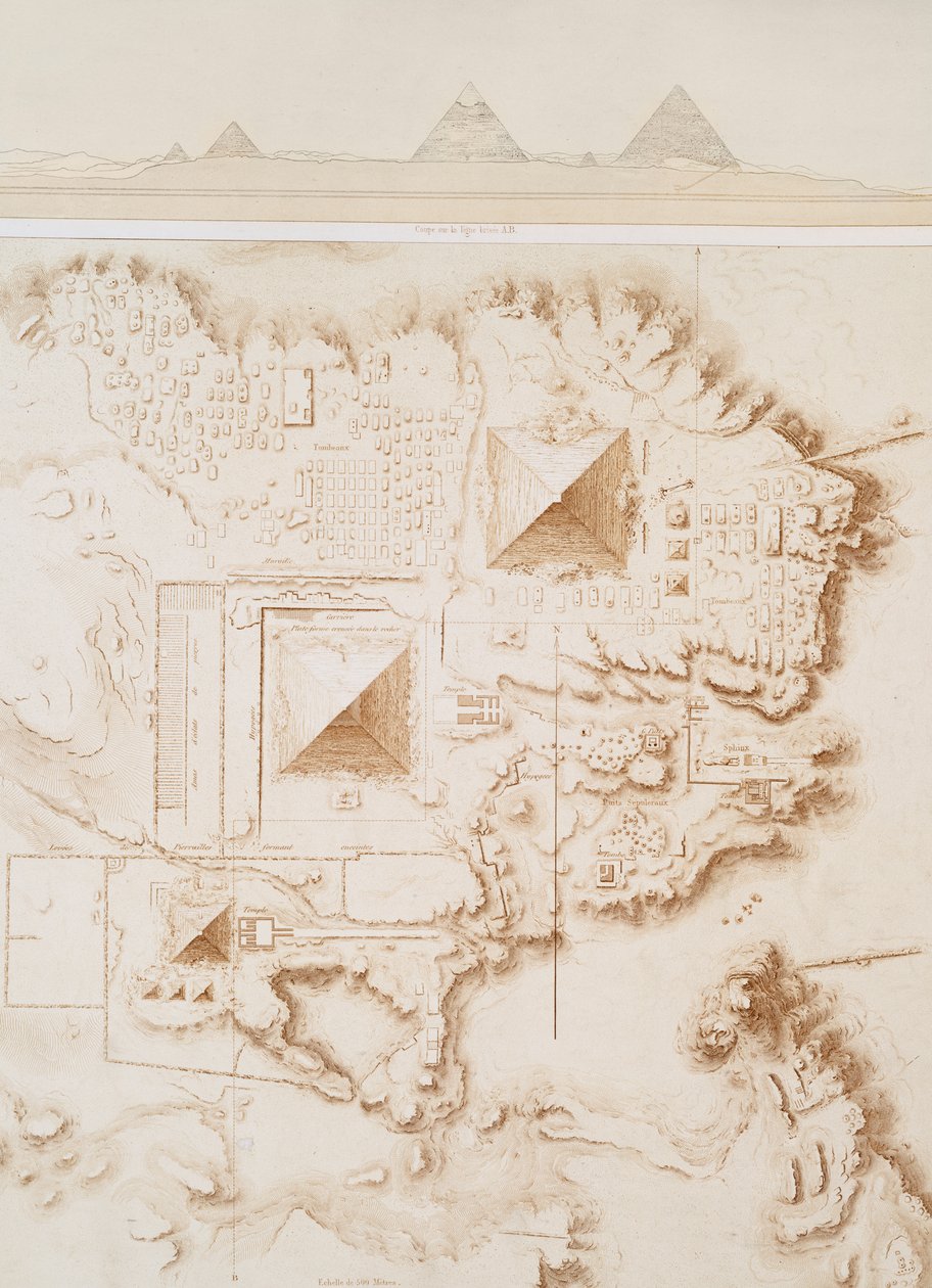 Plan for en del av nekropolisen i Memphis, Giza-platået av Emile Prisse dAvennes