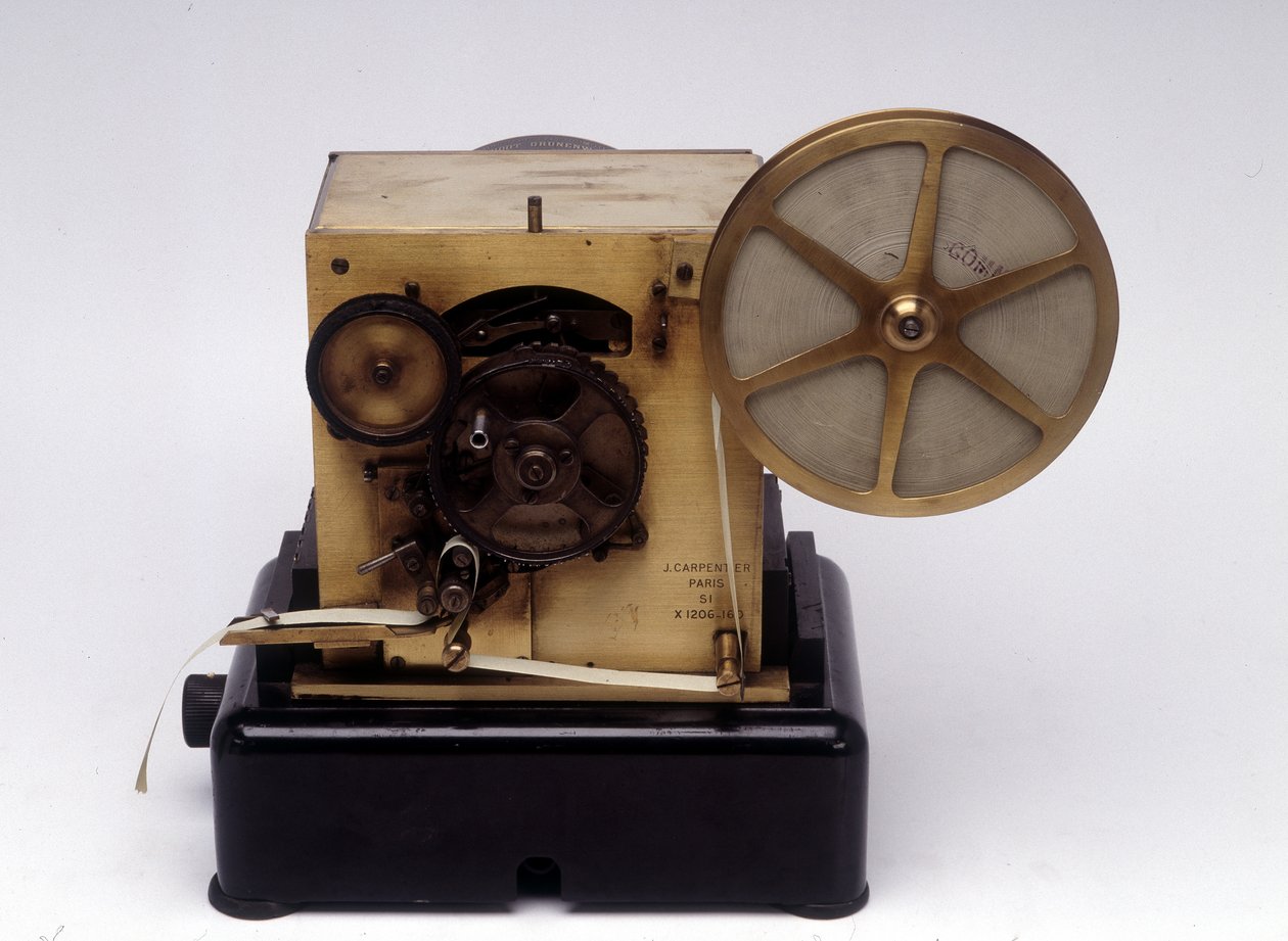 Baudot system telegrafskriver, patentert 1874 (blandet media) av Emile and Carpentier Jules Baudot