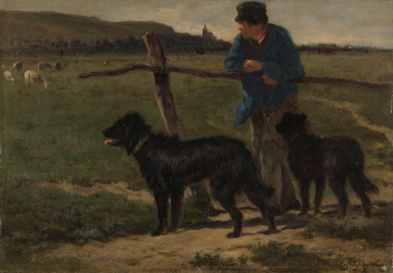 Bonde med hunder av Emile van Marcke de Lummen