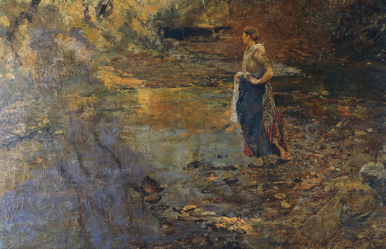 Laundress, av Emilio Gola (1851-1923) av Emilio Gola
