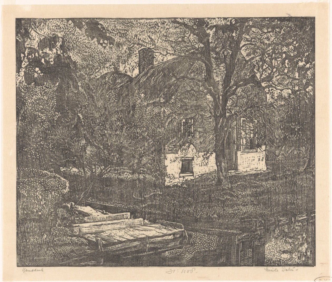 Gård på vannet av Emilius Wilhelmus Dehé (signed by artist)