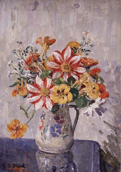 Stilleben med blomster i en kanne av Emily Beatrice Bland