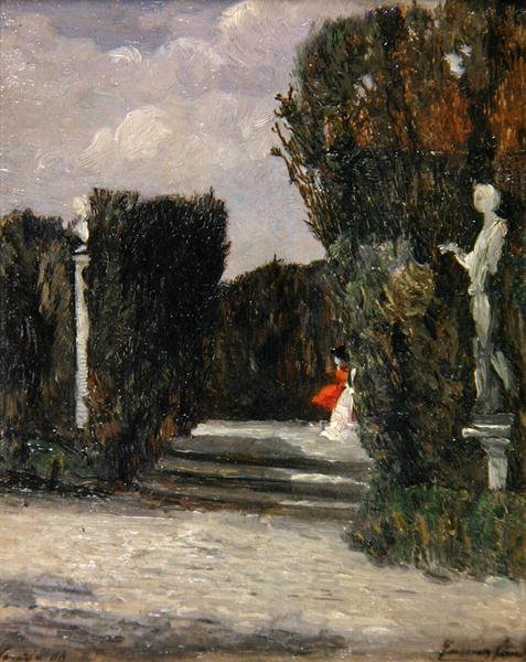 Villa Albani, Roma (olje på panel) av Emma Ciardi