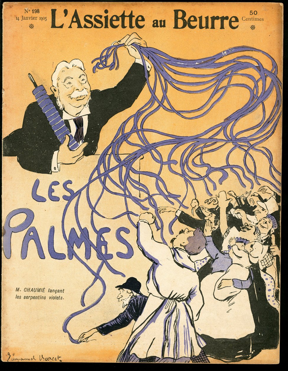 Omslag av "" L'Plate au beurre"", Satirical in Colors av Emmanuel Barcet