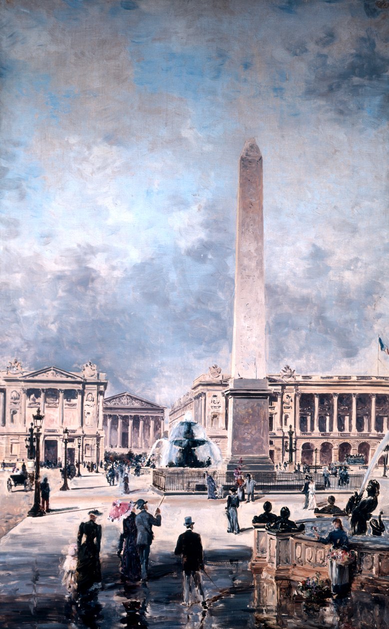Obelisk av Luxor og Place de la Concorde, 1891. av Emmanuel Lansyer
