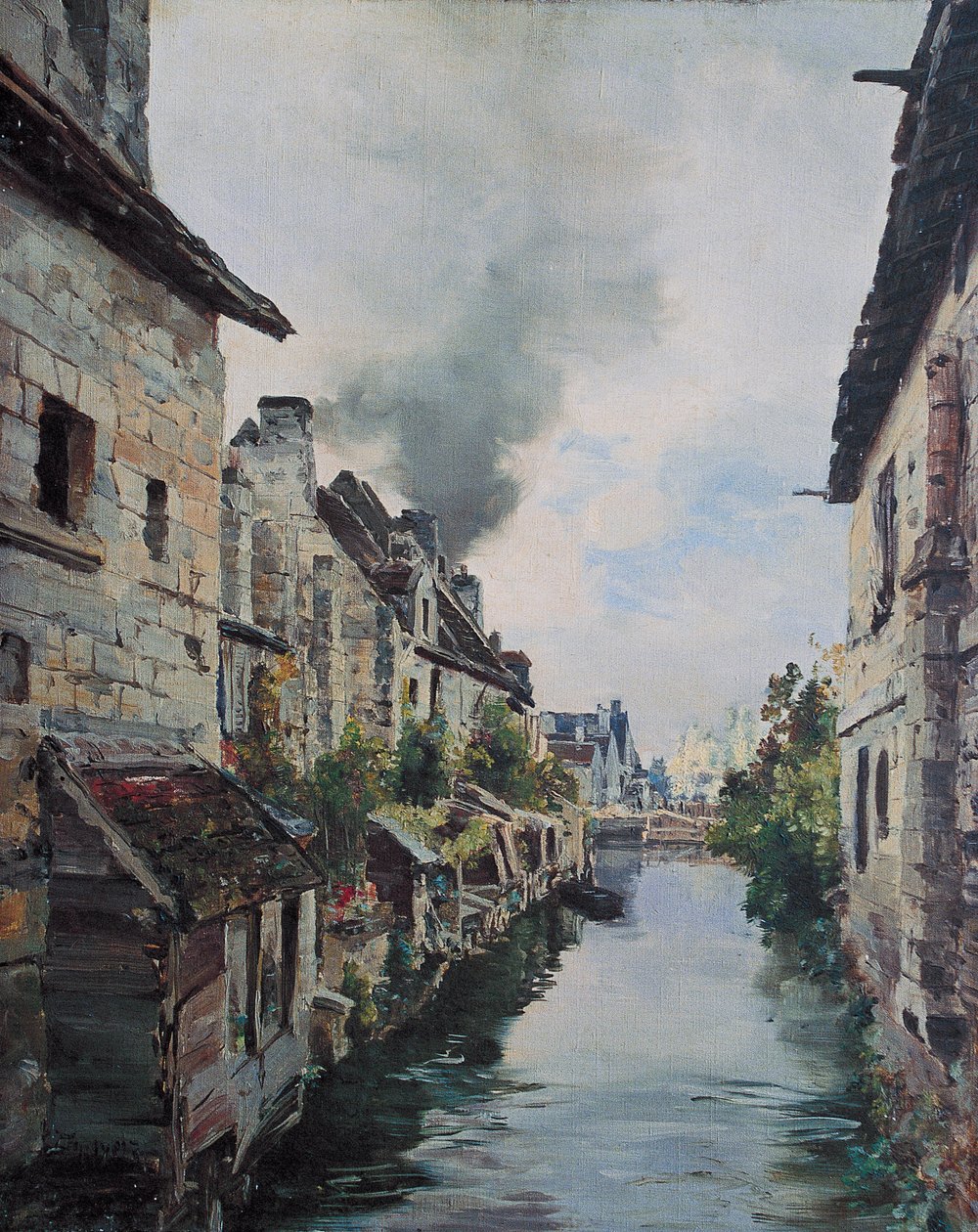 Beaulieu-kanalen, utsikt over broen på veien fra Loches til Beaulieu. 1891 (olje på lerret) av Emmanuel Lansyer