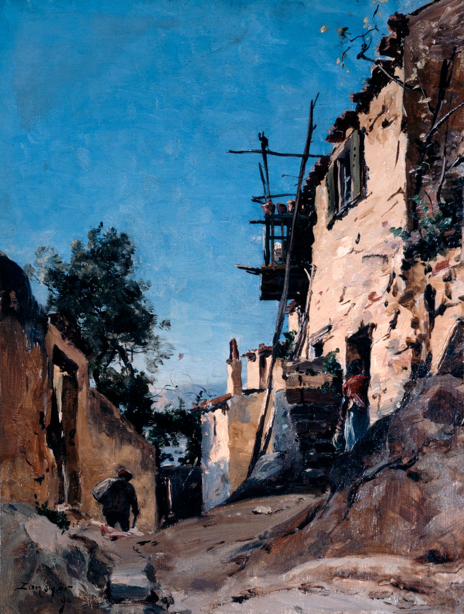 Gamlebyen under kirkegården, Menton, 1890 av Emmanuel Lansyer