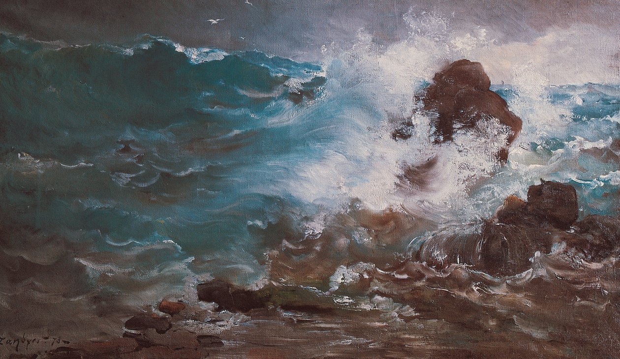 The Wave, Ploumanac'h, juni 1873 (olje på lerret) av Emmanuel Lansyer
