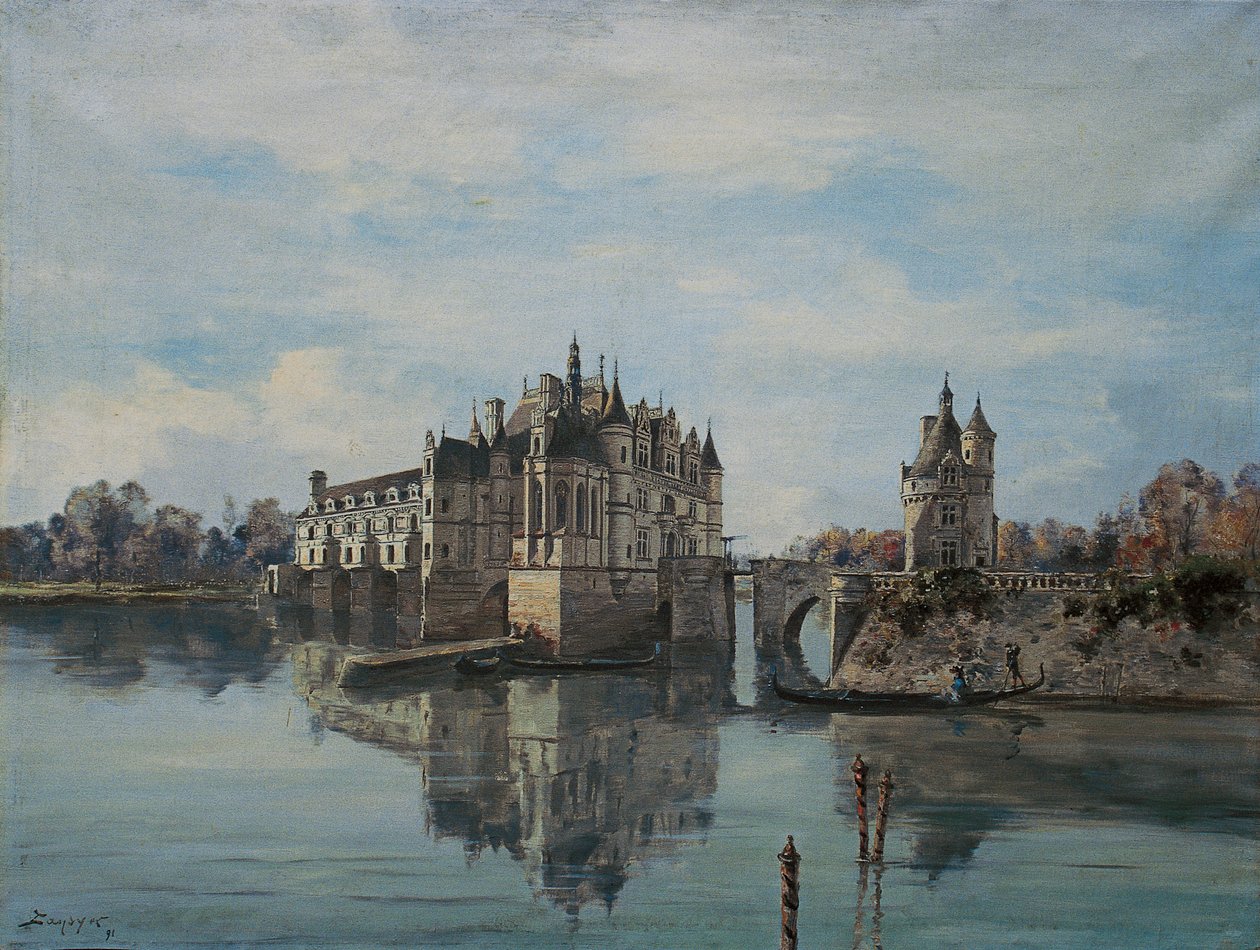 Slottet i Chenonceau, august 1891 (olje på lerret) av Emmanuel Lansyer