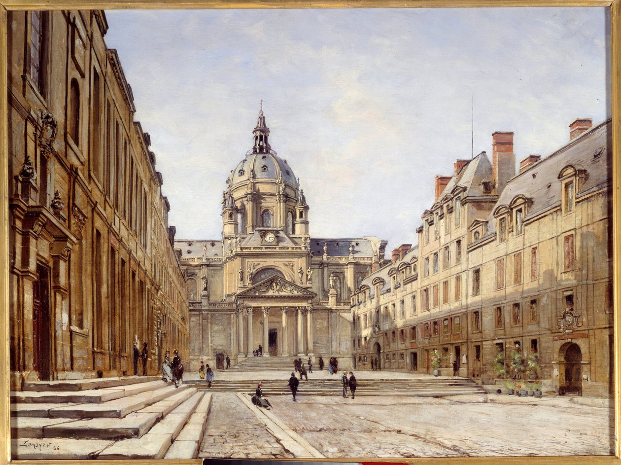 Retten til den gamle Sorbonne i Paris. Maleri av Emmanuel Lansyer (1835-1893) av Emmanuel Lansyer
