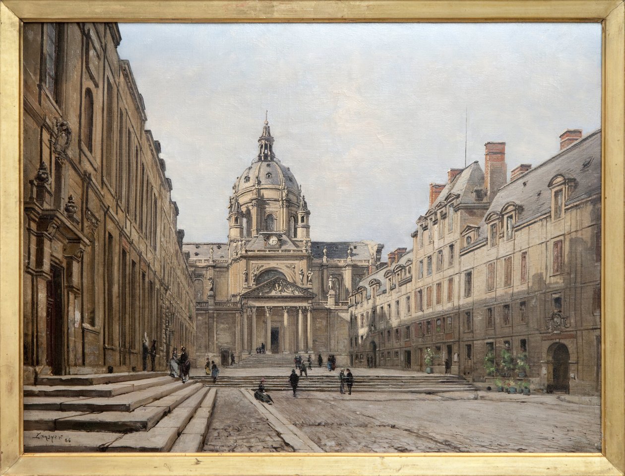 Utsikt over gårdsplassen til det gamle Sorbonne i 1886, det gamle ensemblet til Sorbonne bygget på 1600-tallet på forespørsel fra Richelieu ble ødelagt for å bli gjenoppbygd og utvidet mellom 1885 og 1901. Bygninger inspirert i Louis XIII-stilen ble design av Emmanuel Lansyer