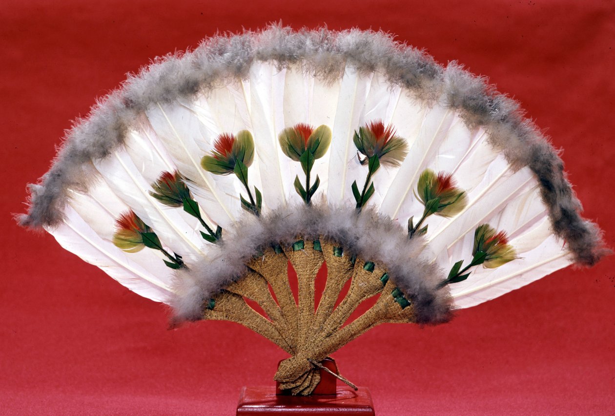 Fuglefjærvifte, sen periode av Manchou (1800-tallet). av Empress Cixi Manchu Chinese