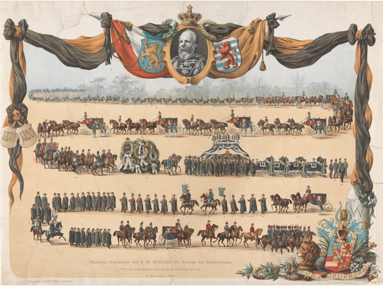Høytidelig begravelse av H.M. Willem III, konge av Nederland (...) 4. desember 1890 (tittel på objekt) av Emrik and Binger