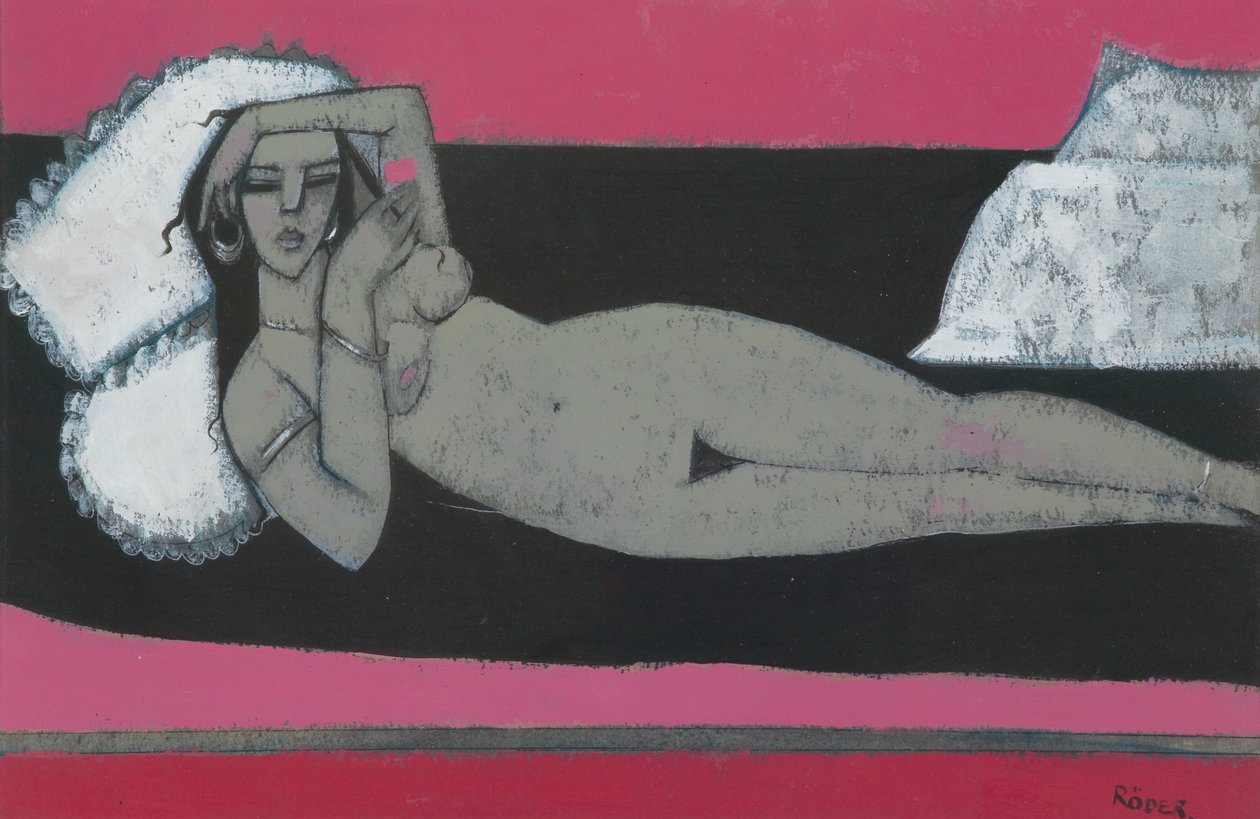 Carmena Resting (akryl på papir) av Endre Roder