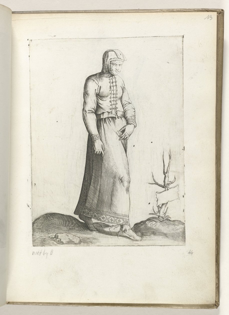 En kvinne fra Spania, kledd i henhold til modus fra ca. 1550 Holdningene til forskjellige nasjoner i vår tidsalder (serietittel) av Enea Vico