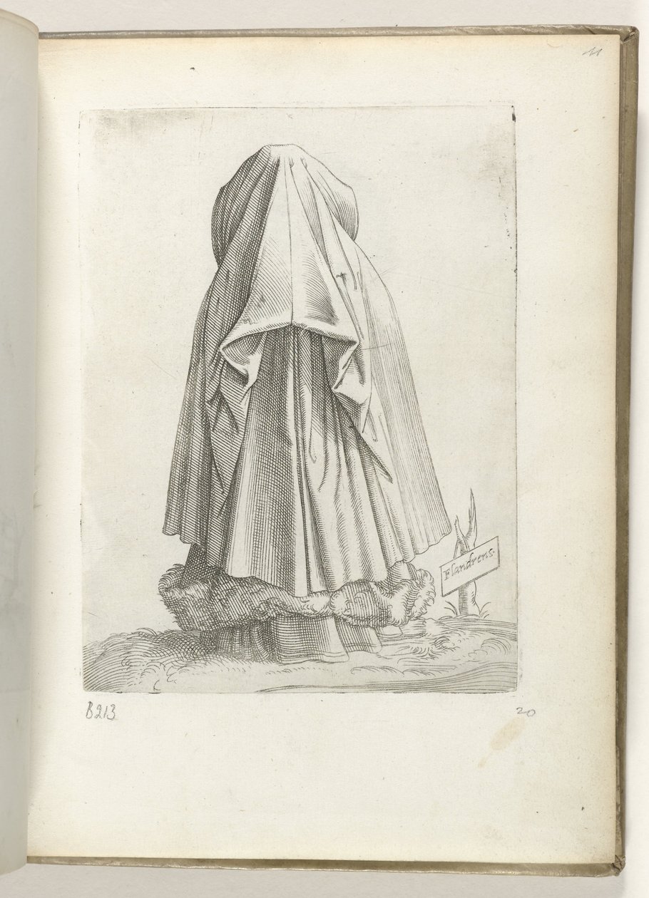 Flandres (tittel på objekt) En kvinne fra Vlaanderen, kledd i henhold til modus fra ca. 1550 Holdningene til forskjellige nasjoner i vår tidsalder (serietittel) av Enea Vico