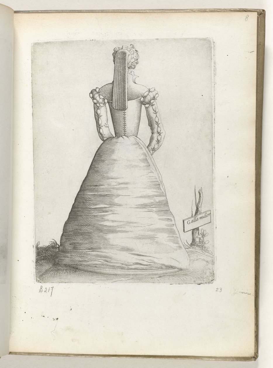 Galla Mulier (tittel på objekt) En gift kvinne fra Frankrike, kledd som ca. 1550 Diversarum gentium nostrae aetatis habitus (serietittel) av Enea Vico