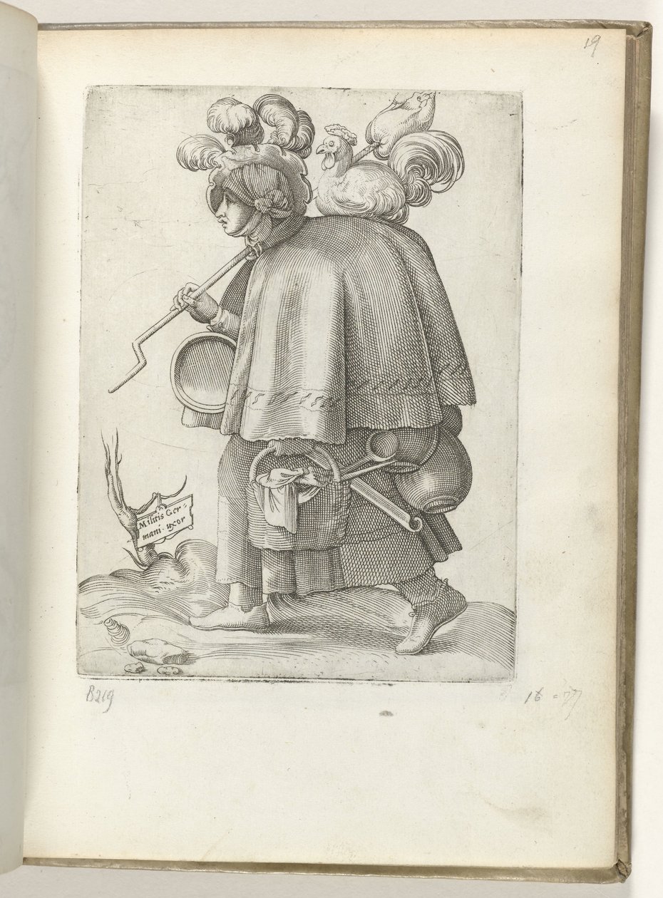 Tysk soldats kone (tittel på objekt) German soldatenvrouw, kledd i henhold til modus av ca. 1550 Holdningen til de forskjellige nasjonene i vår tid av Enea Vico