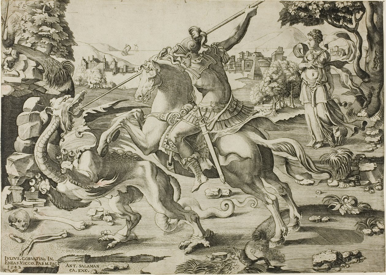 Saint George og dragen av Enea Vico