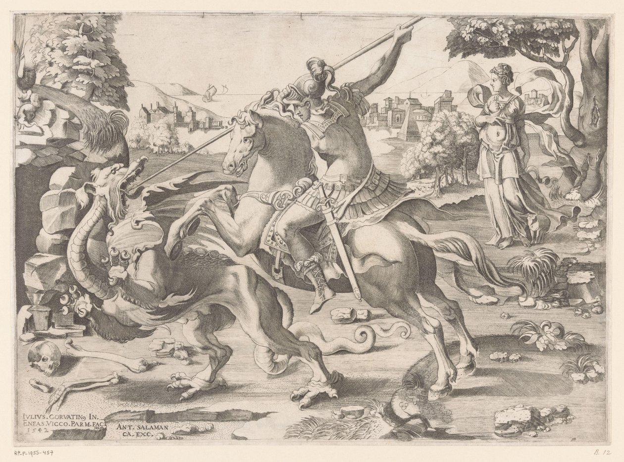 Saint George og dragen av Enea Vico