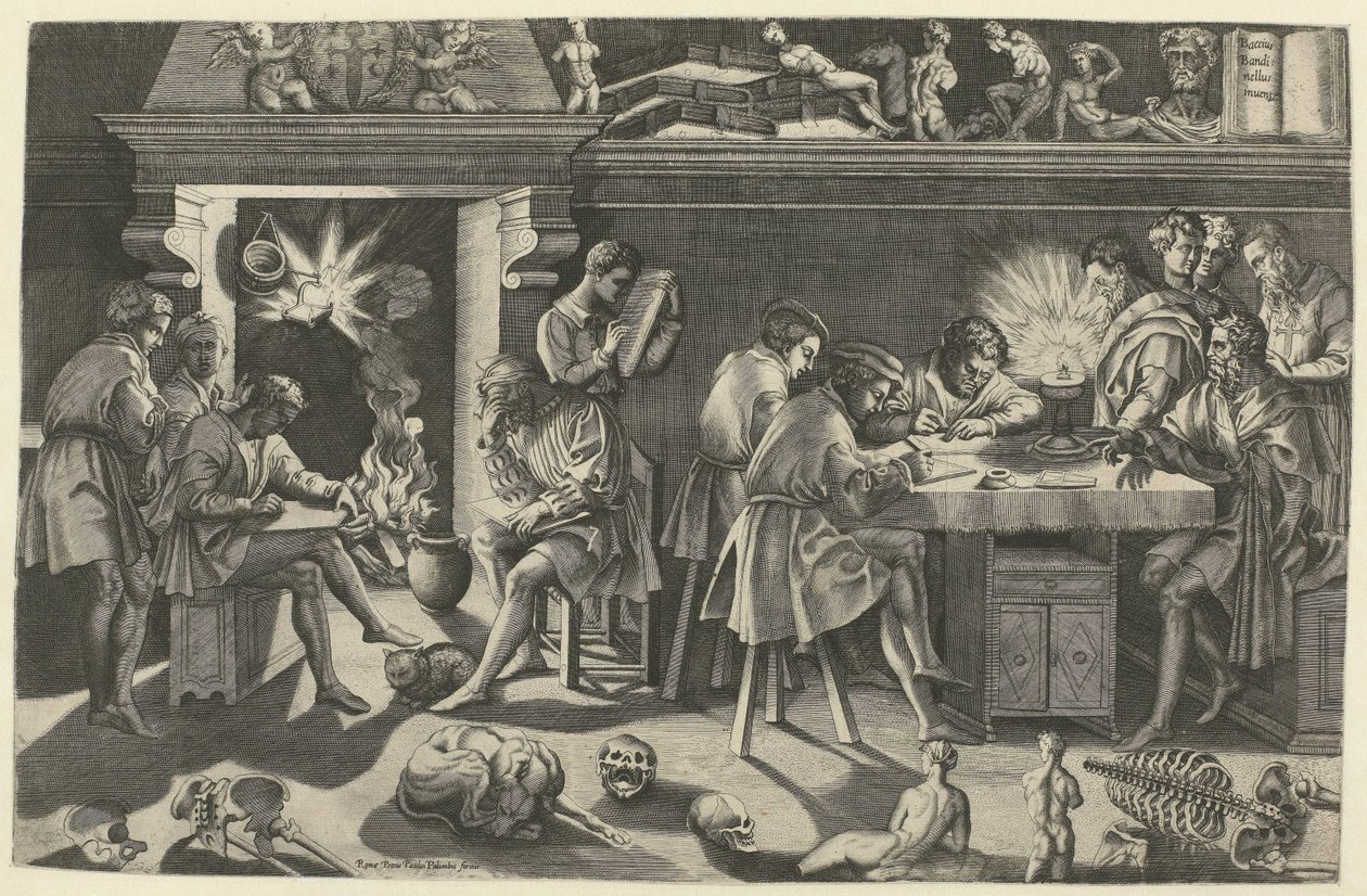 Akademiet til Baccio Bandinelli Academie van beeldhouwer Baccio Bandinelli av Enea Vico