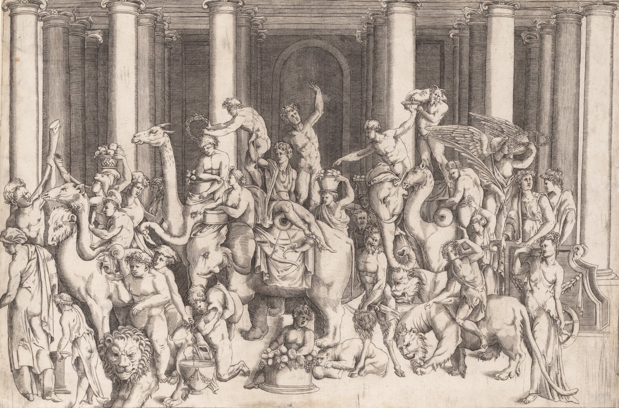 Den indiske triumfen av Bacchus, ca. 1542. av Enea Vico.