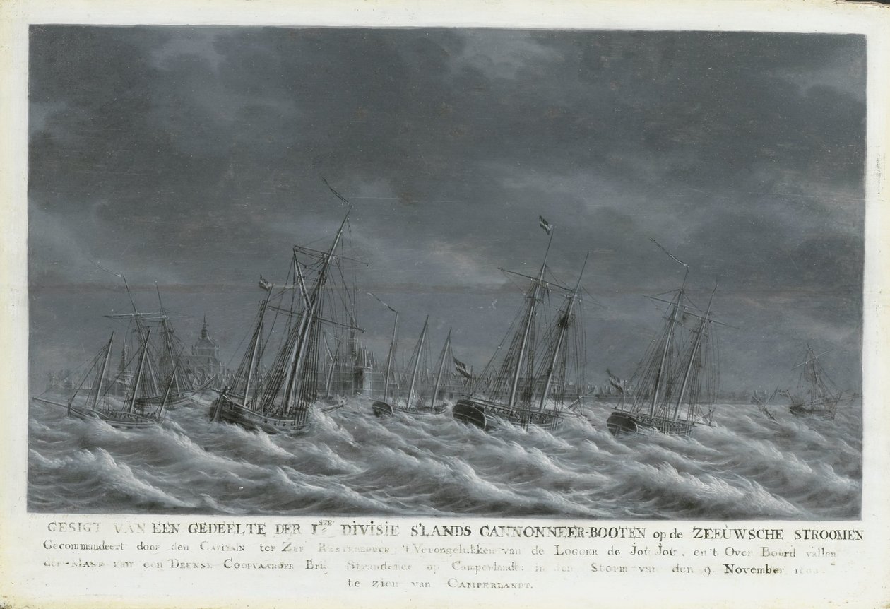 Den bataviske flåten utenfor Veere, 1800 av Engel Hoogerheyden