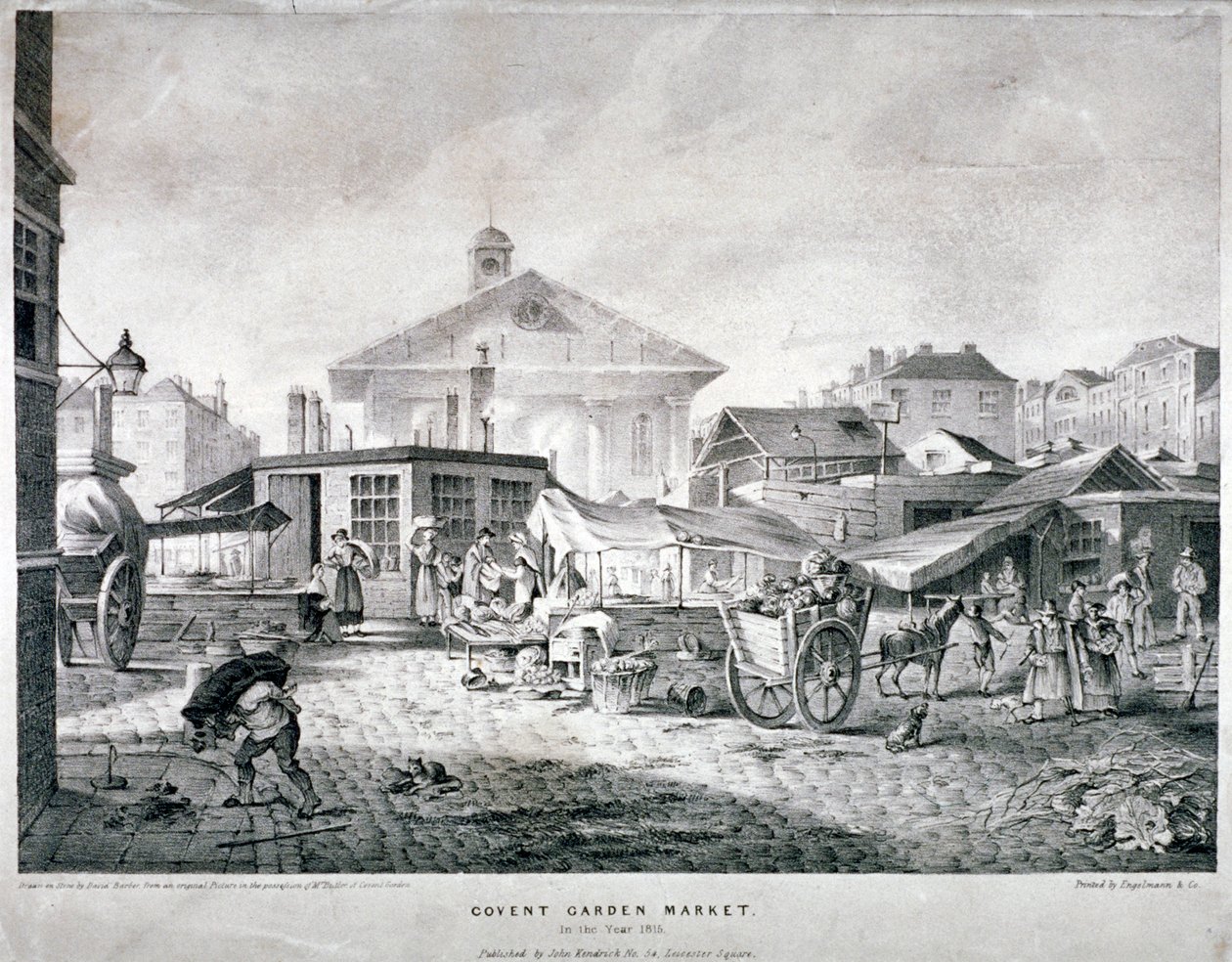 Covent Garden Market, Westminster, London, 1815 av Engelmann and Company