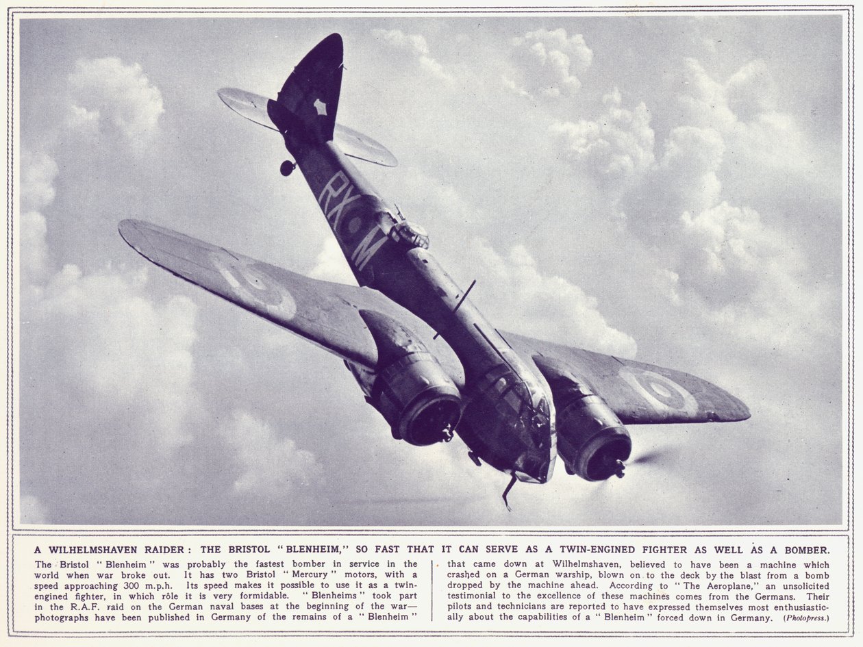A Bristol Blenheim, fra The Illustrated War News, publisert 22. november 1939 av English Photographer