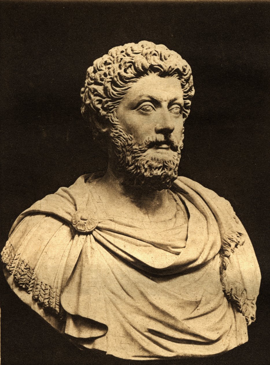 Byste av Marcus Aurelius (121–80 e.Kr.) (marmor) av English Photographer