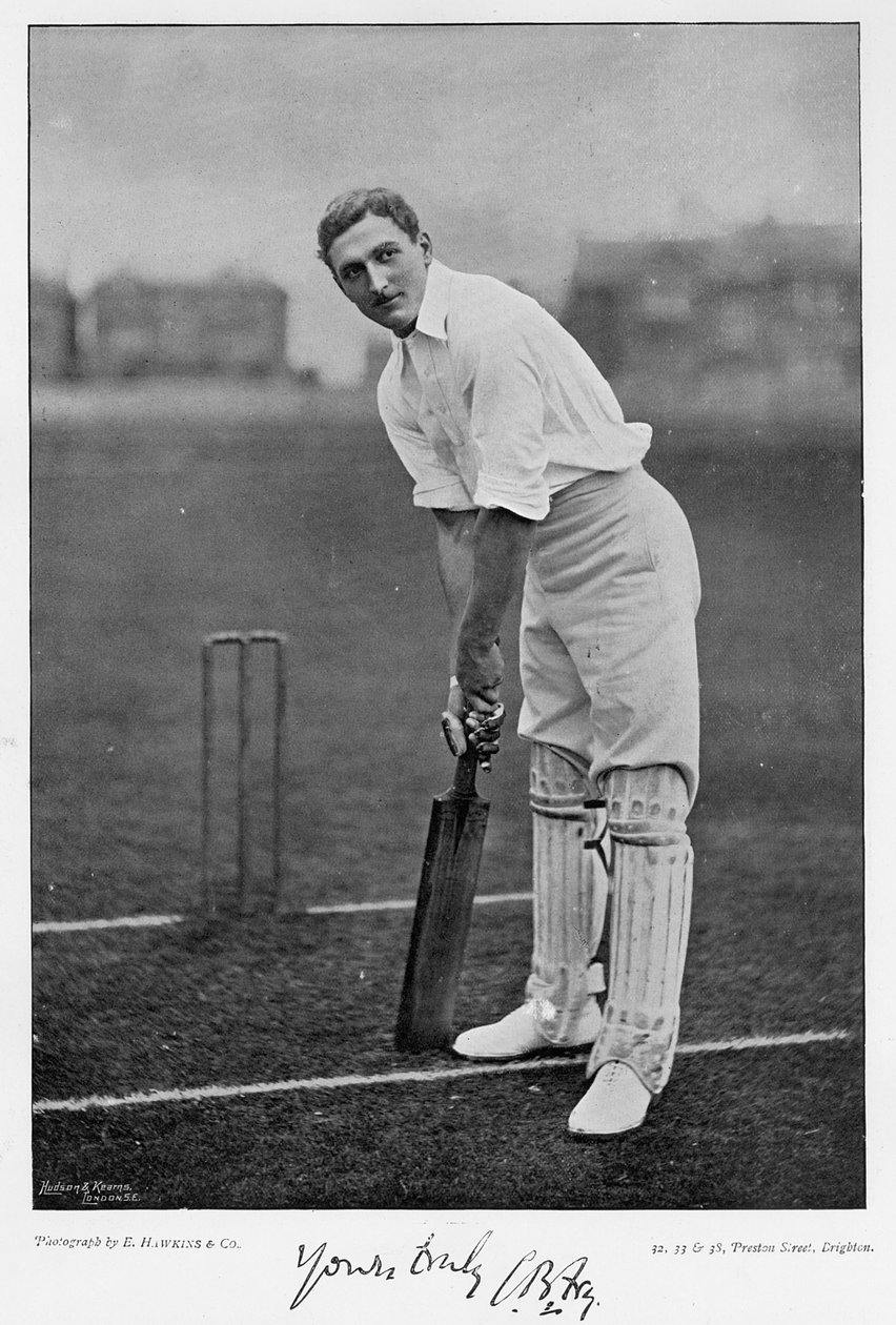 C.B. Fry, fra Famous Cricketers and Cricket Grounds, utgitt av Hudsonby og Kearns, 1895 foto) av English Photographer