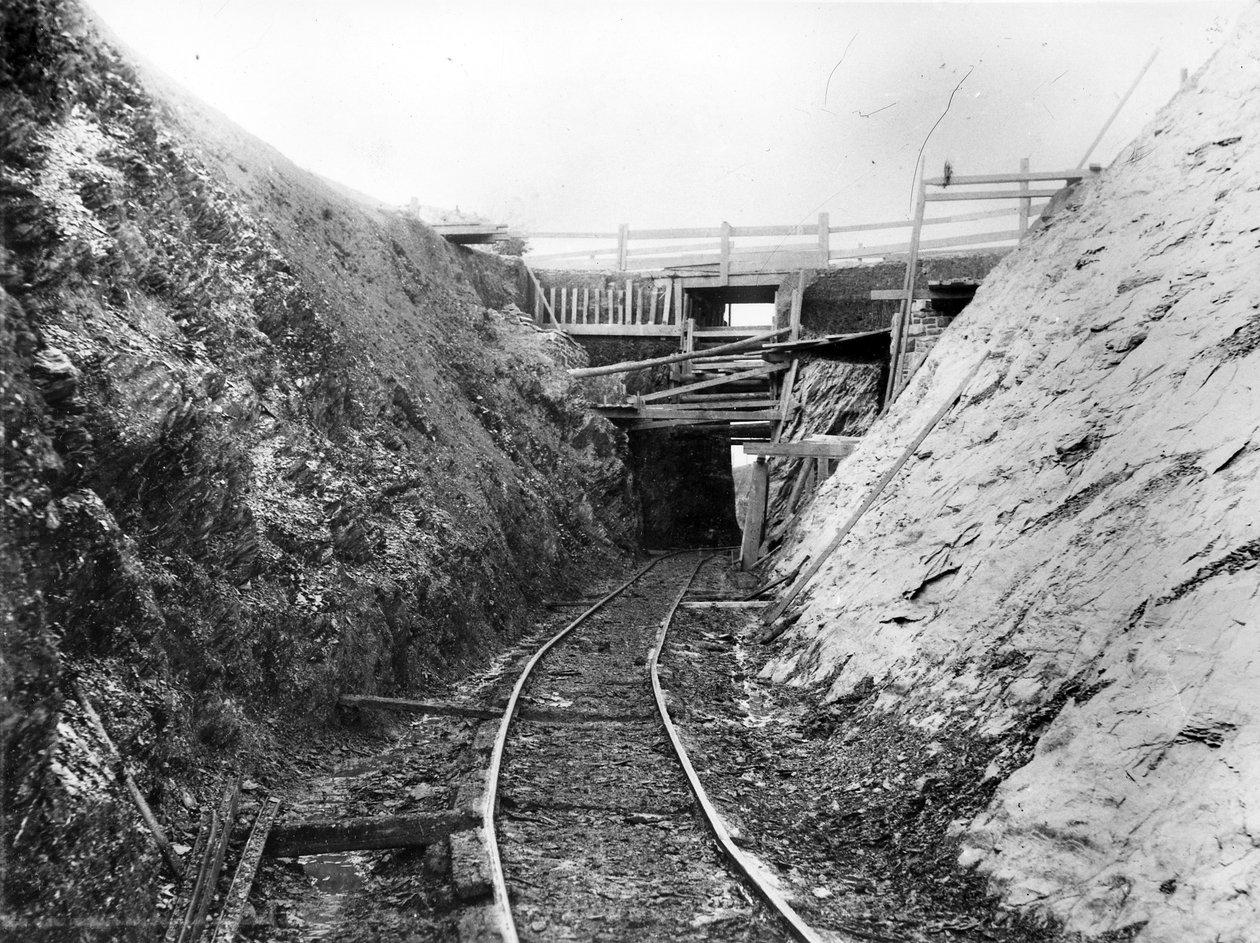 Bygging av Lynton und Barnstaple Railway, ca. 1897 av English Photographer