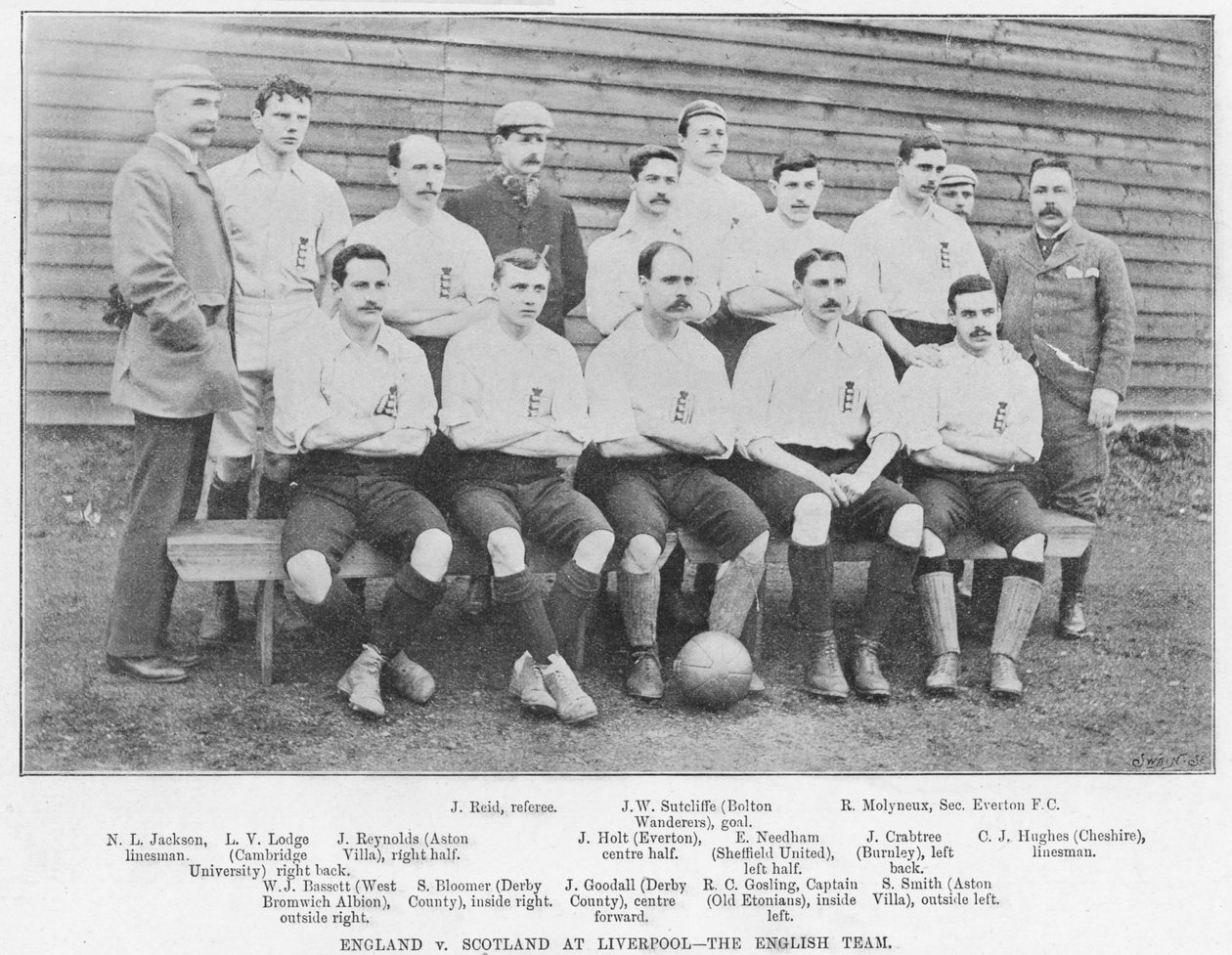 England vs Skottland i Liverpool: Det engelske laget, 1895 av English Photographer
