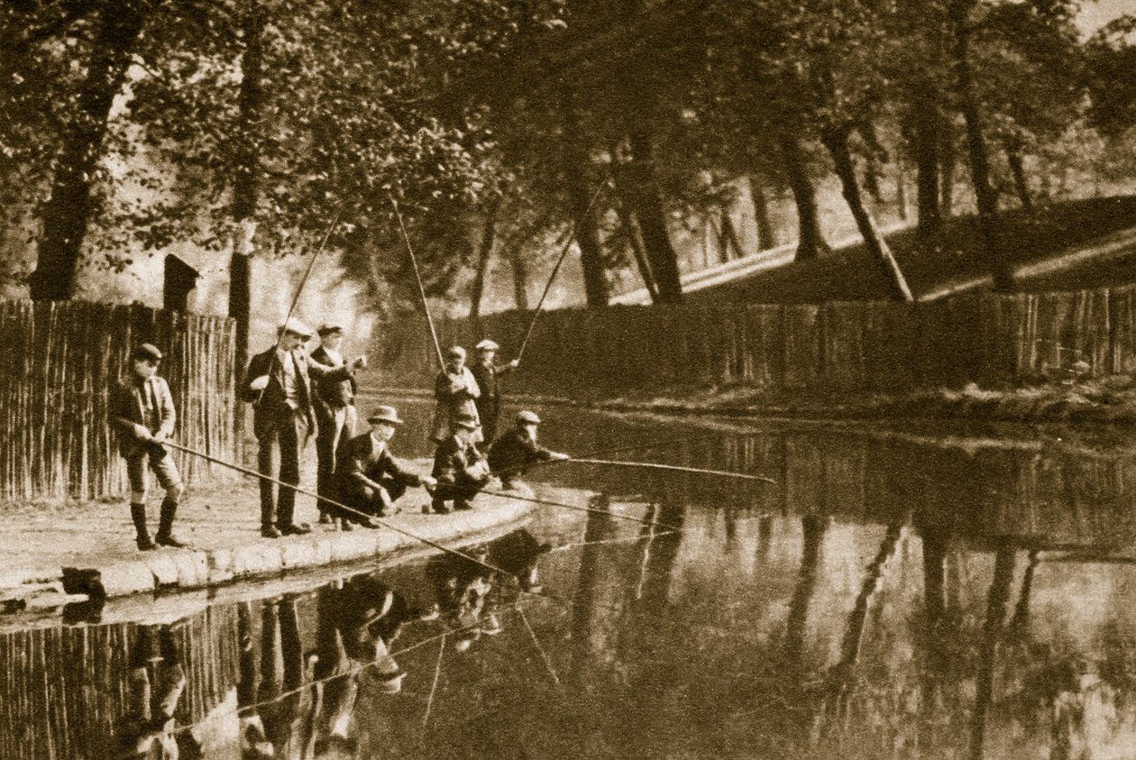 Fiske på Regents Canal (sepia-bilde) av English Photographer