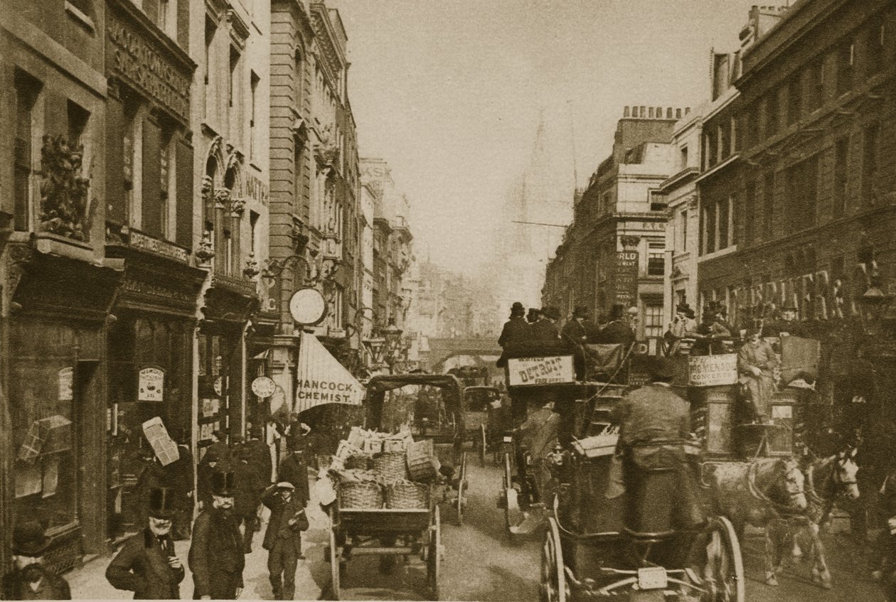 Fleet Street i 1880 (sepia-bilde) av English Photographer
