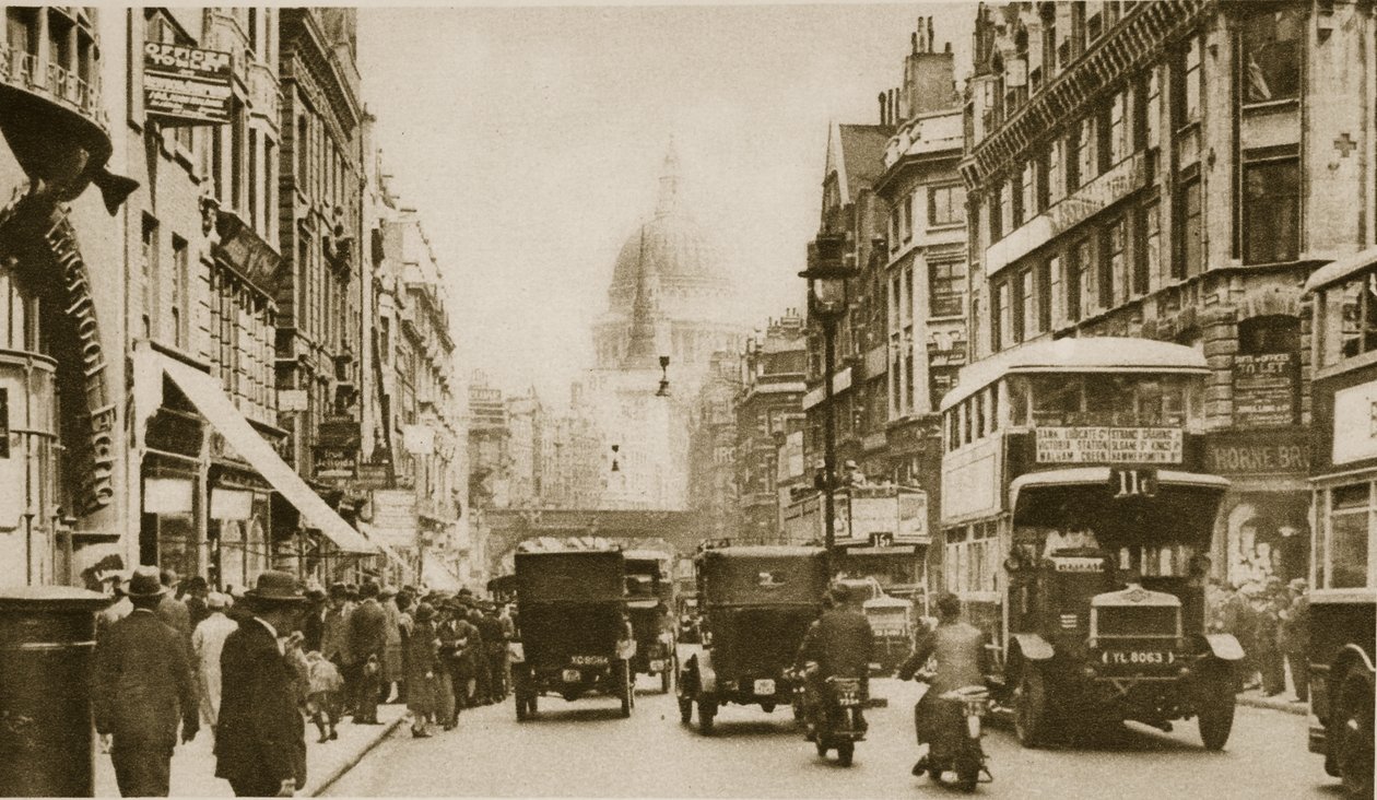 Fleet Street i 1926 (sepia-bilde) av English Photographer