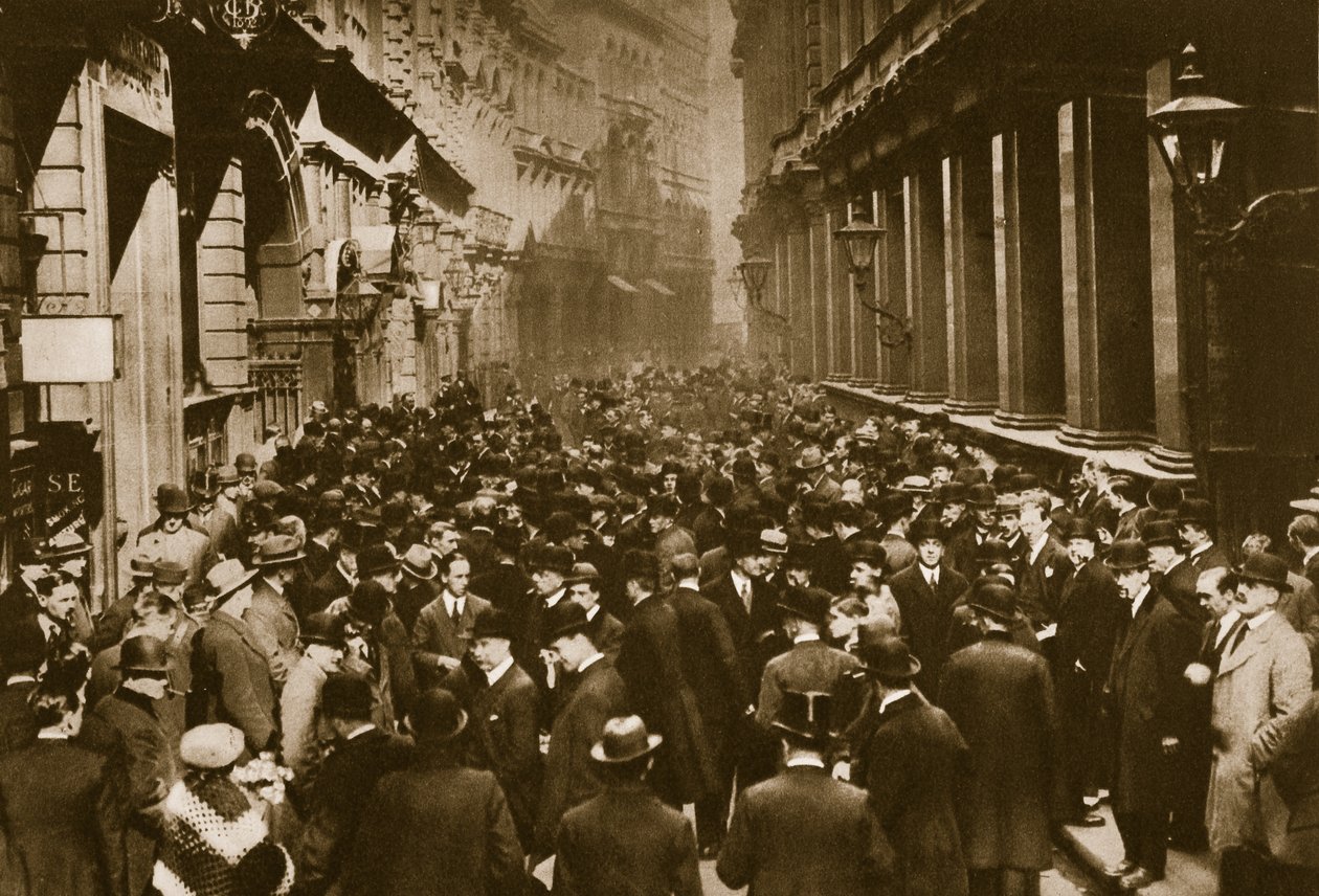 I Throgmorton Street ved siden av nordmuren til London Stock Exchange (sepia-bilde) av English Photographer