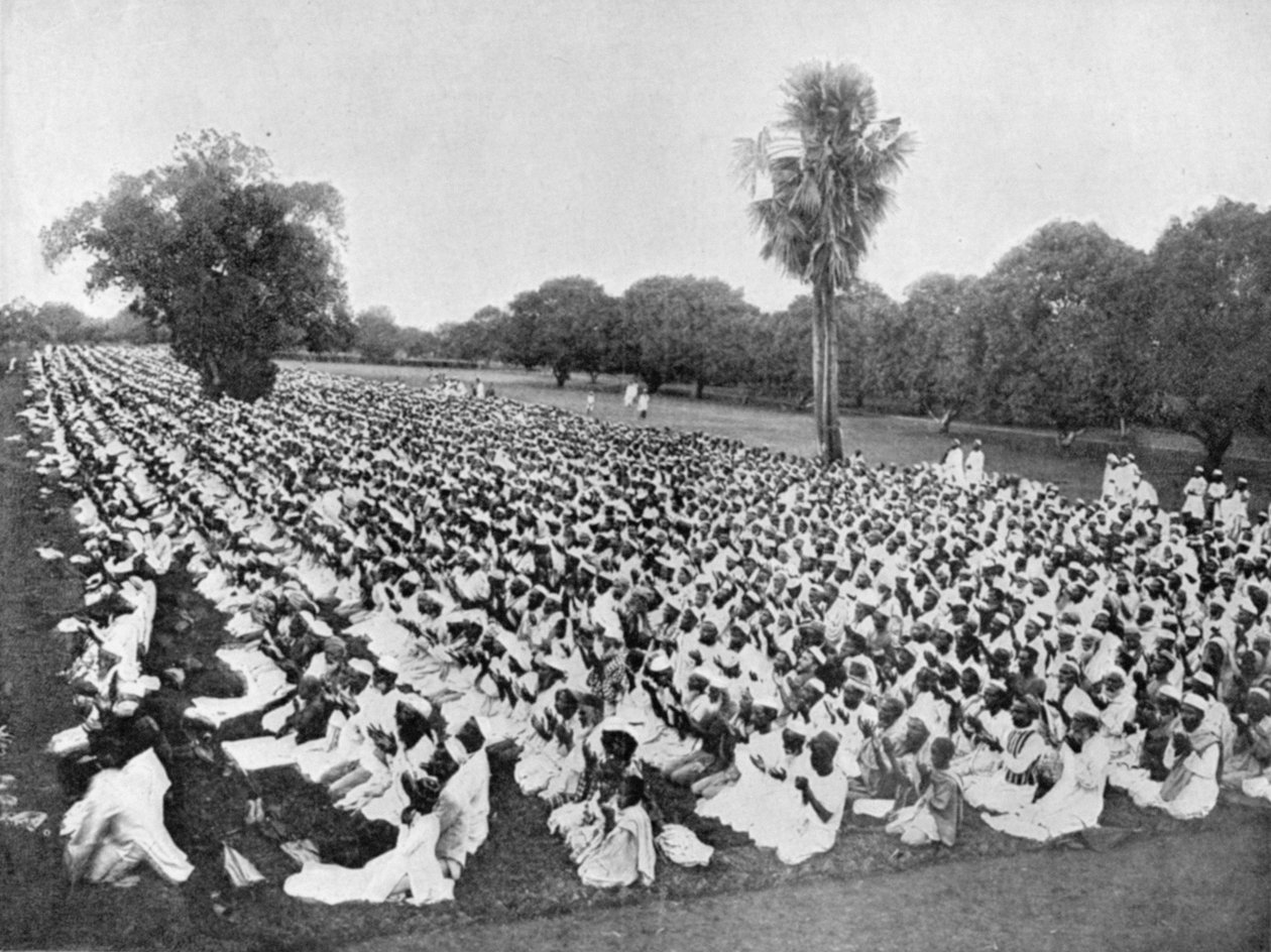 Indias lojale muslimer: Bønner etter det store møtet i Dacca, illustrasjon fra The Graphic 27. oktober 1906 av English Photographer