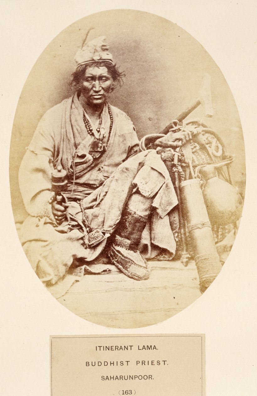 Omreisende Lama, Buddhist Priest, Saharunpoor, fra The People of India, av J. Forbes Watson, utgitt 1868 (albumtrykk) av English Photographer